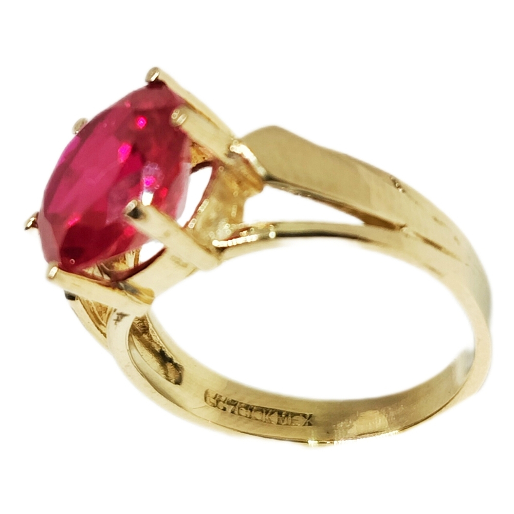 10k Gold Ring With Created Ruby - image 3